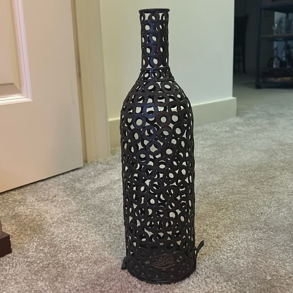 Cork Cage Metal Wine Bottle Holder 14.5 Inches Tall